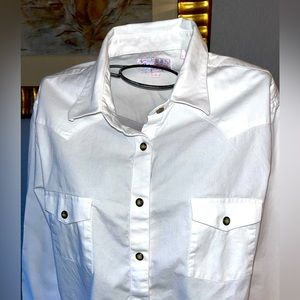 Panhandle Slim white Western snap button down size large